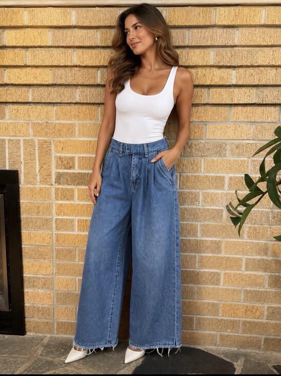 Habitual Denim - Habitual Womens Baltic Size 2 Denim Jeans Wide-Leg High-Waisted Casual Style